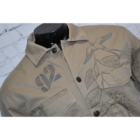 Abercrombie & Fitch shacket Shirt Mens Size Small Tan Floral Cotton NEW - Picture 3 of 8